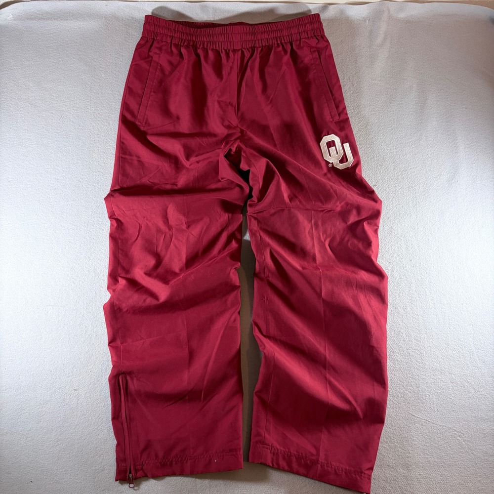 58 Sports Oklahoma Sooners OU Mens Large Crimson Track Windbreaker Pants NCAA